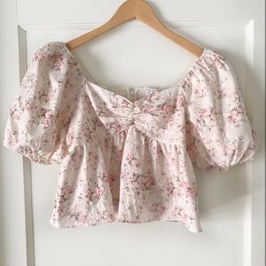 English Factory Floral Puff Sleeve Blouse